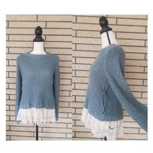 Knox Rose Waffle Knit Crew Neck Sweater Size M